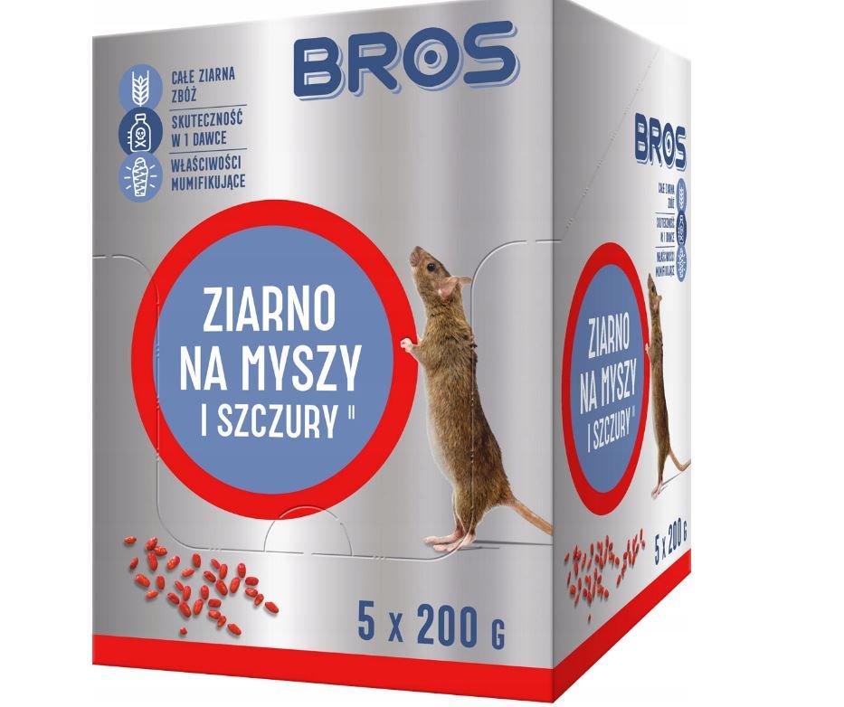 Bros Ziarno na Myszy Szczury 1kg (5x200g) saszetki
