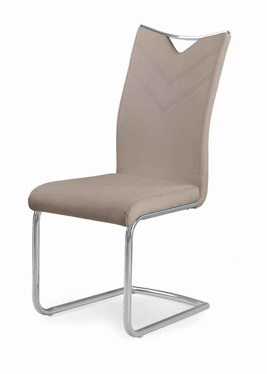 Krzesło tapicerowane beż eco skóra K224 na metalowej chrom podstawie - płoza