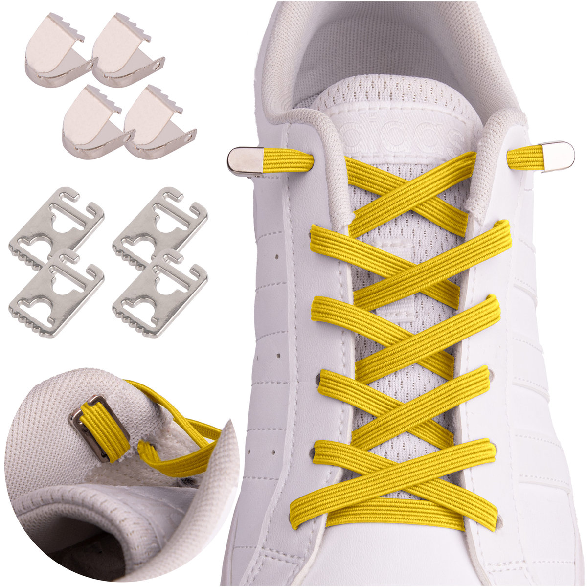 Sznurówki płaskie elastyczne do butów żółte