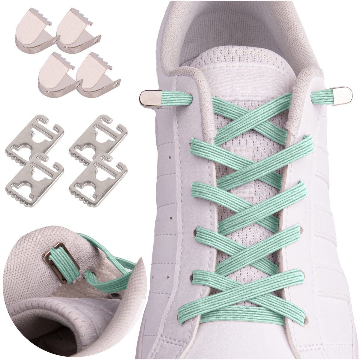 Sznurówki rozciągające pastelowe morskie