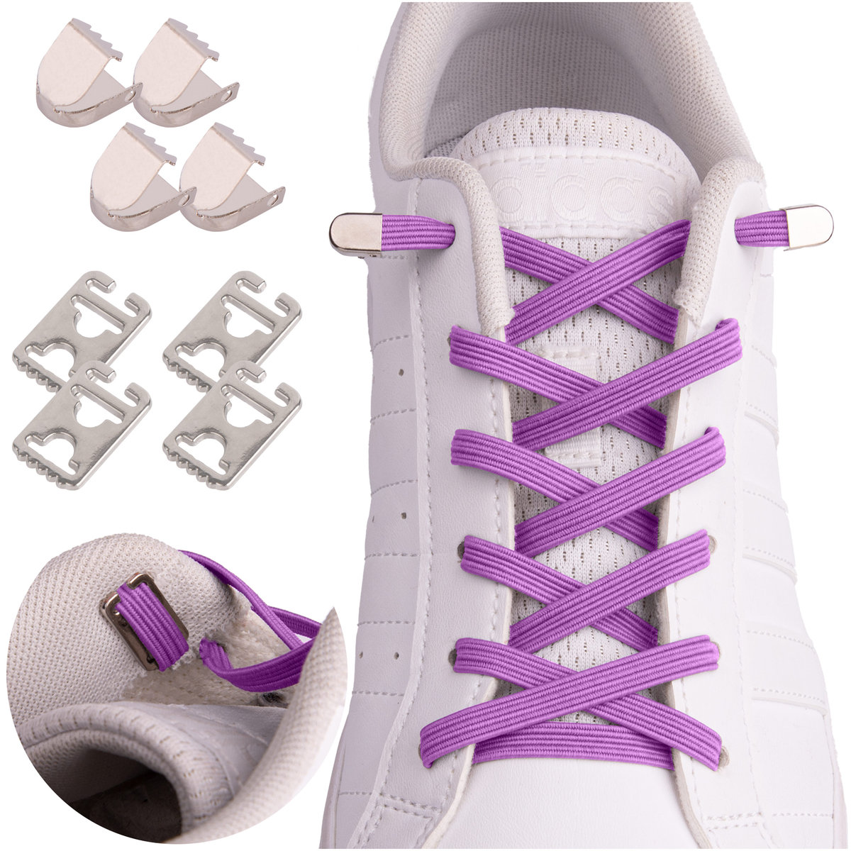 Sznurówki elastyczne długie fioletowe