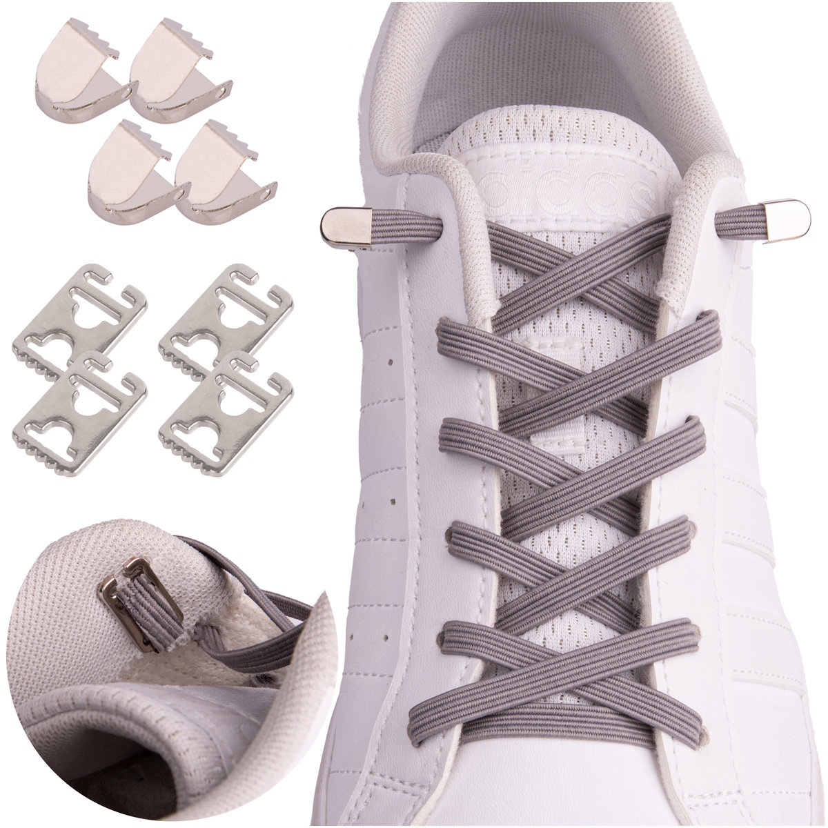 Sznurówki komfortowe do trampek szare