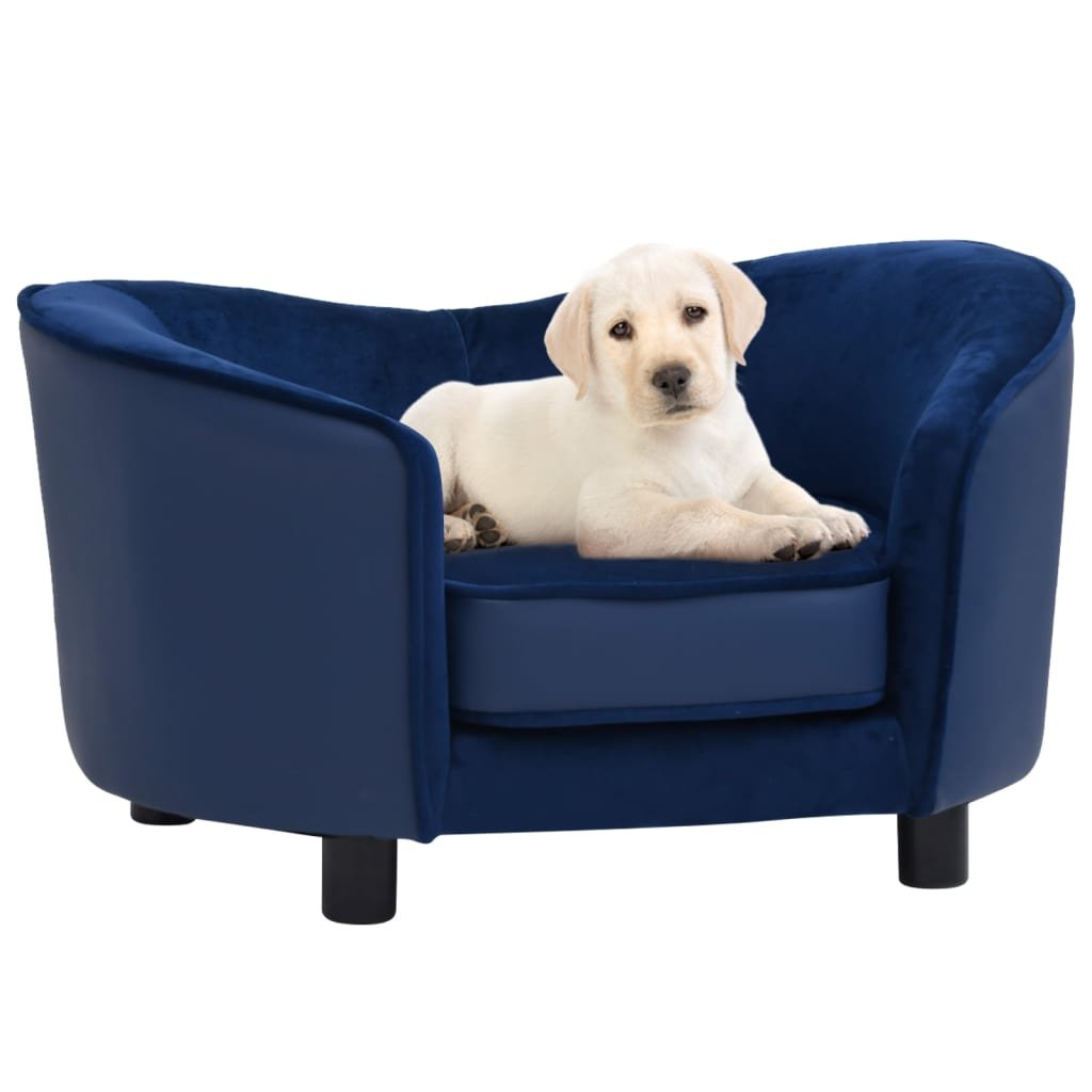 Vidaxl Lumarko Sofa dla psa, niebieska, 69x49x40 cm, plusz i sztuczna skóra 171034