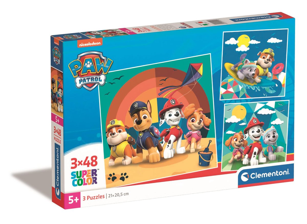 Clementoni, puzzle, Super Kolor Paw Patrol, 25291, 3 x 48 el.