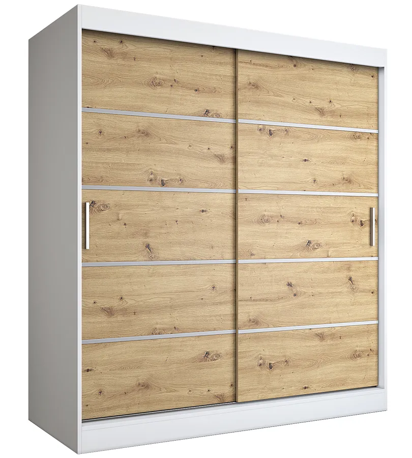 Szafa przesuwna biały + dąb artisan 180 cm B7-G71