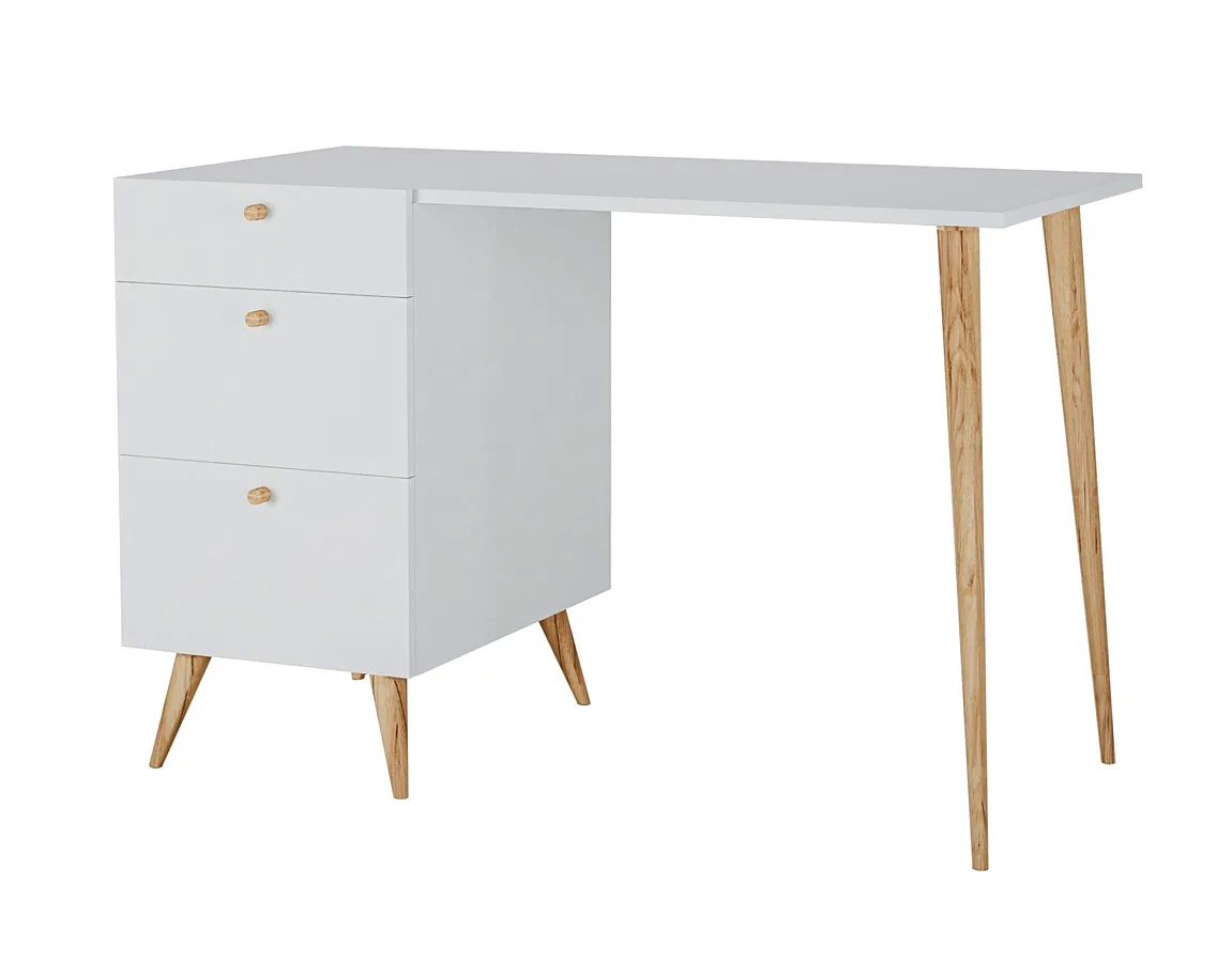 Elior Białe skandynawskie biurko z szufladami T8-D89