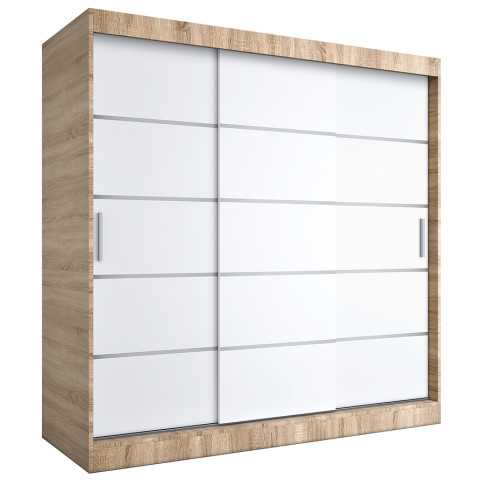 Szafa przesuwna dąb sonoma + biały 200 cm L5-P40