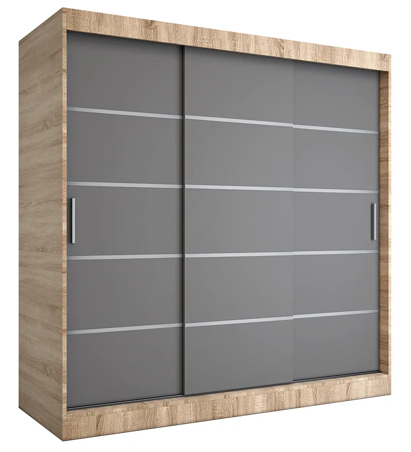 Szafa przesuwna dąb sonoma + antracyt 200 cm F9-B68