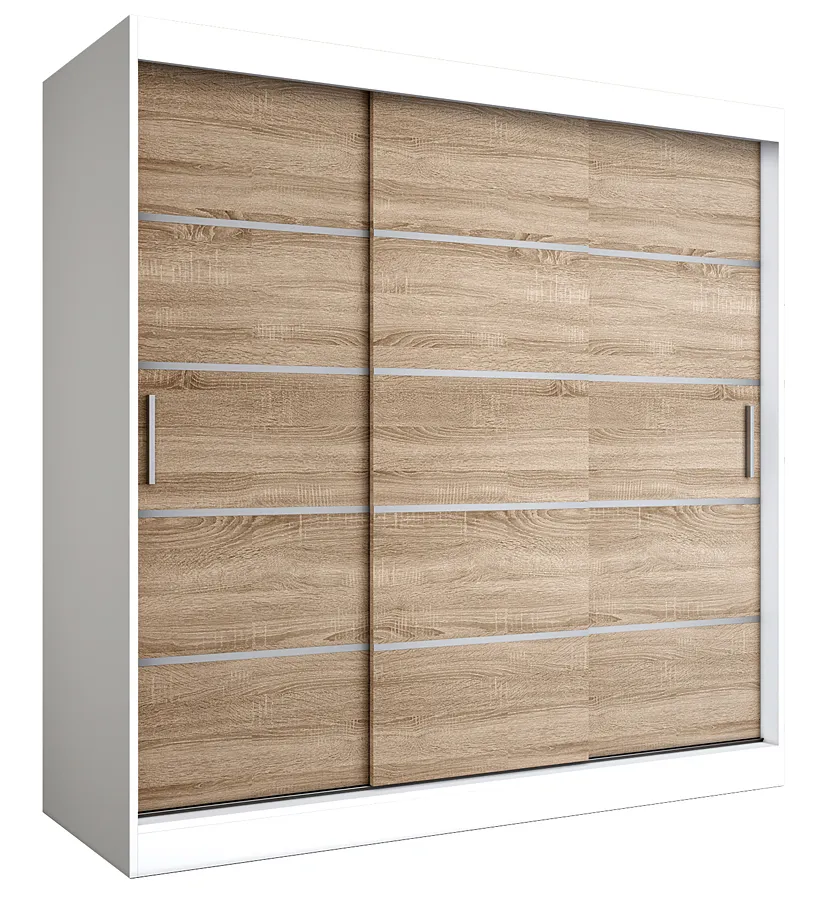 Szafa przesuwna biały + dąb sonoma 200 cm L2-N05