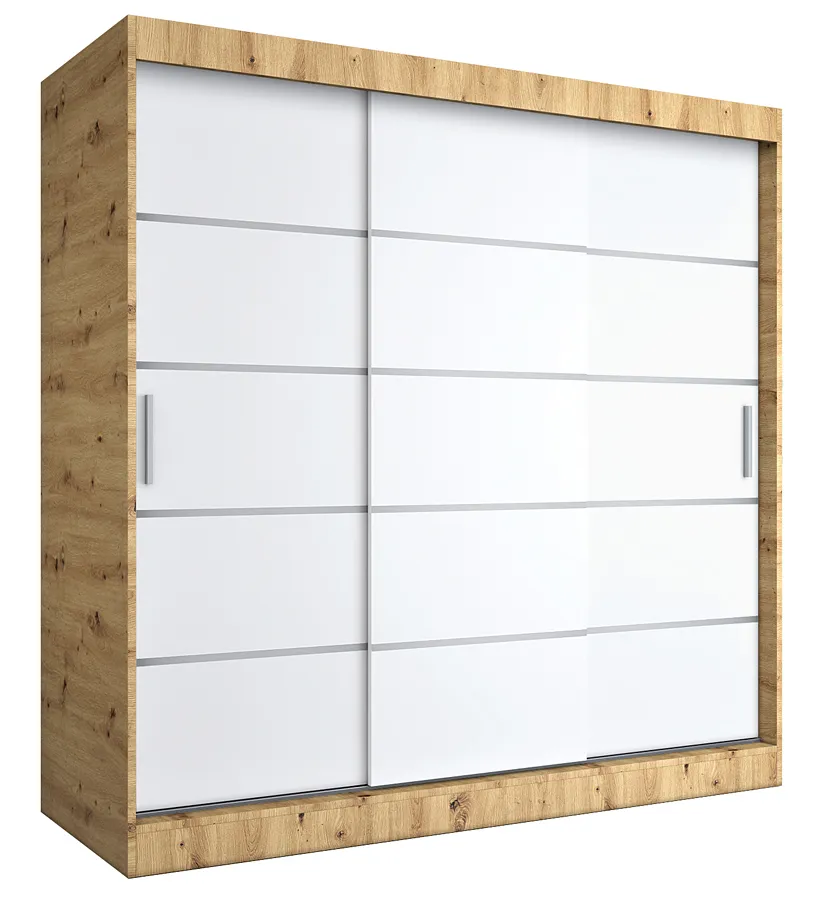 Szafa przesuwna dąb artisan + biały 200 cm D1-S34