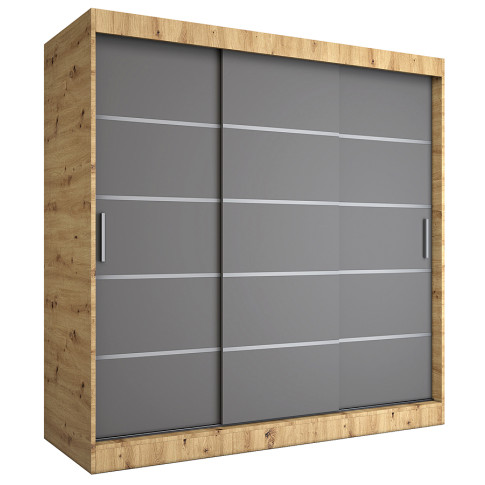 Szafa przesuwna dąb artisan + antracyt 200 cm L7-L80