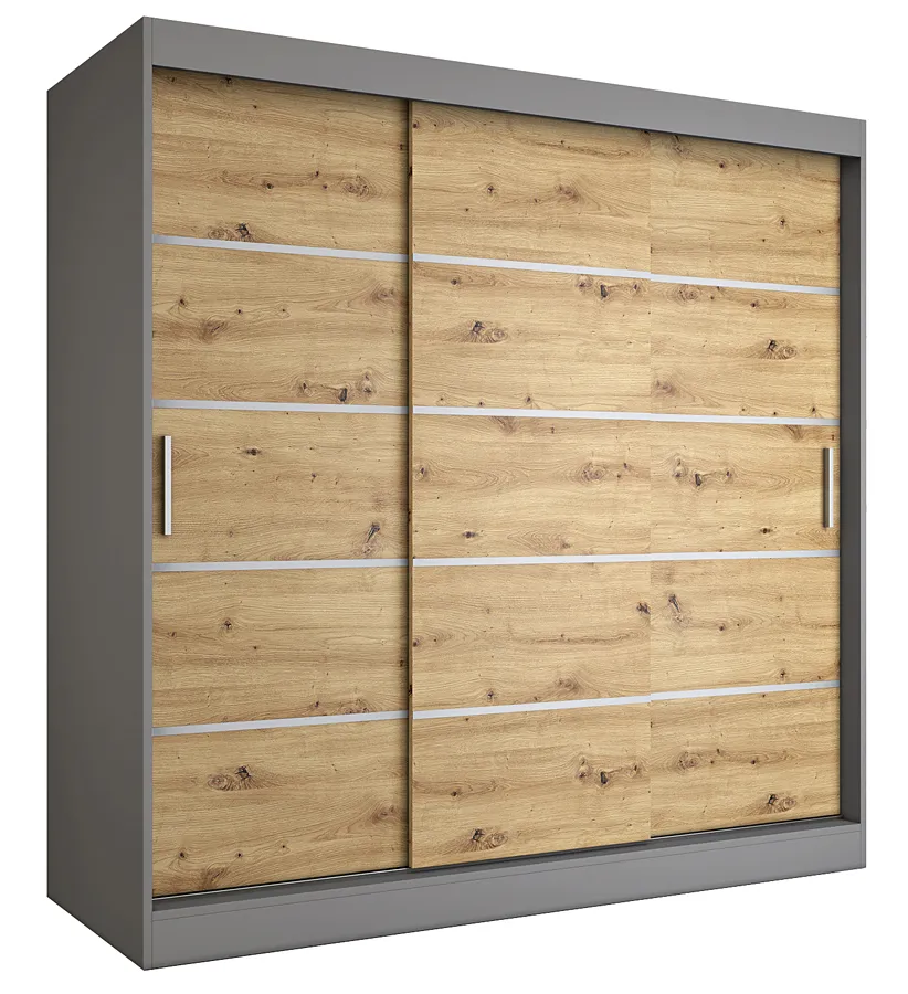 Szafa przesuwna antracyt + dąb artisan 200 cm E6-N65
