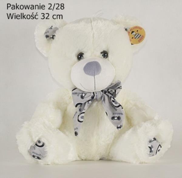 Deef Pluszak Miś 33cm De Siedzacy z Kokarda 3473