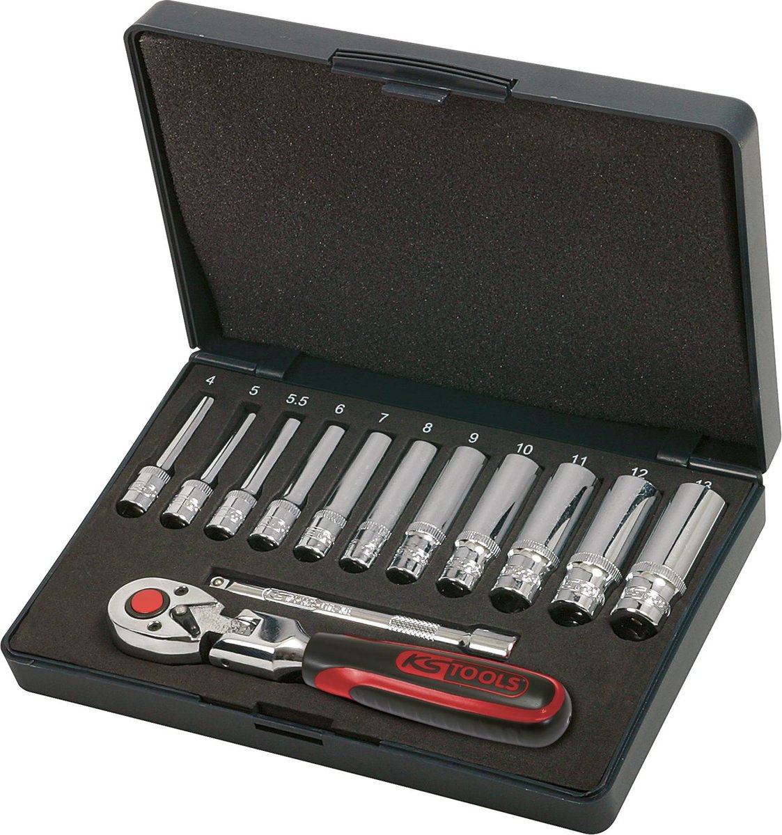 KS Tools 918.0613 1/4 cala Chrome Plus zestaw kluczy nasadowych, 13-częściowy 4042146093528