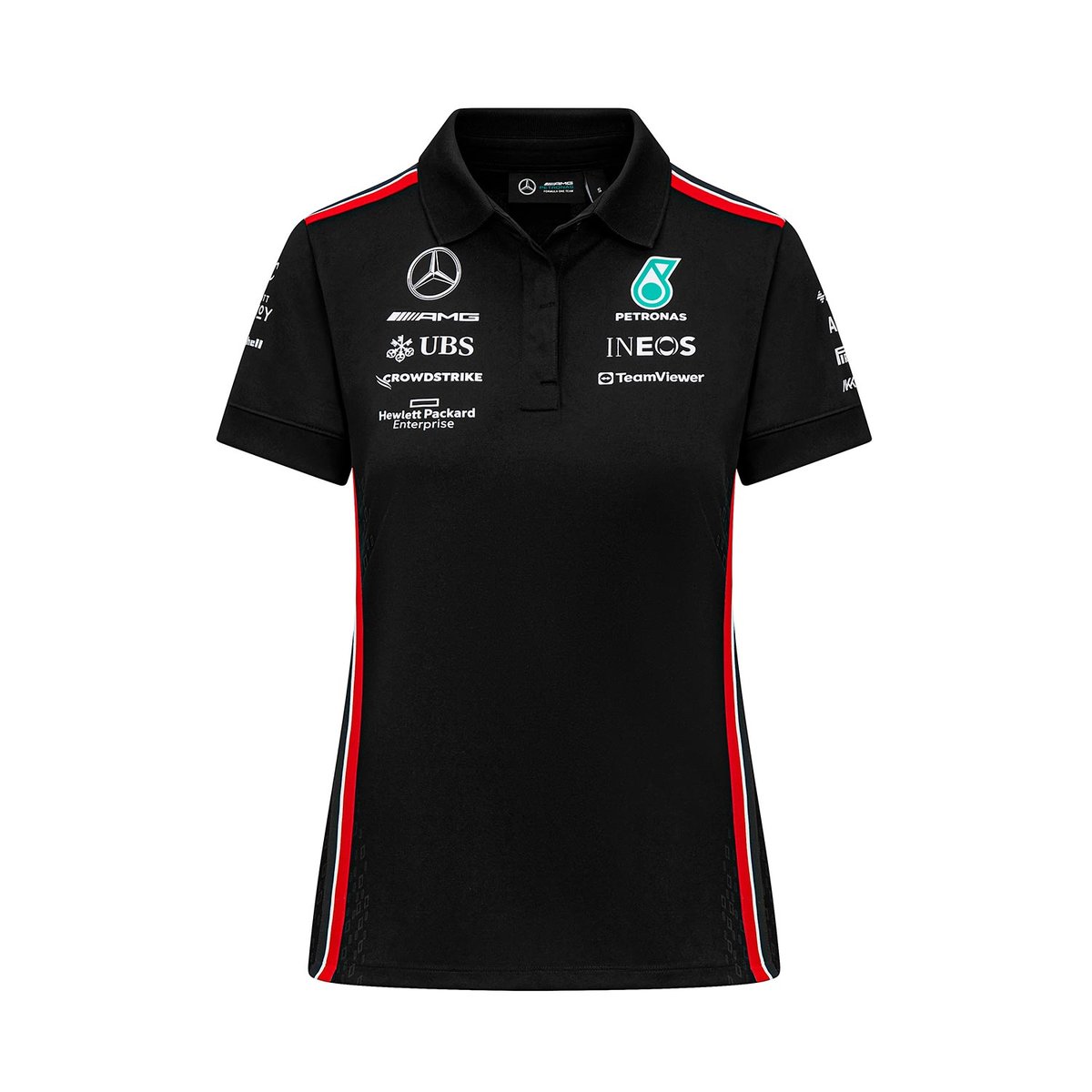 Koszulka polo damska Team Black Mercedes AMG F1 2023