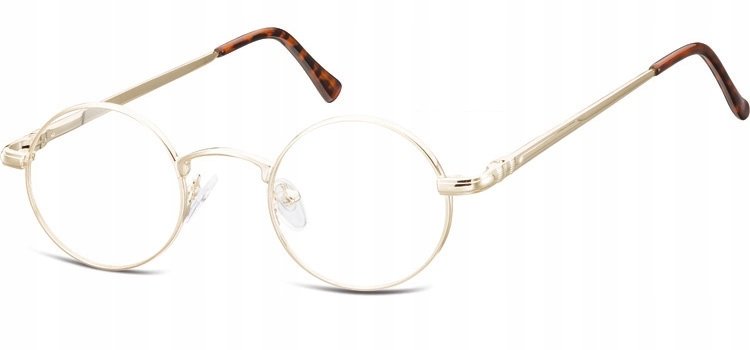 Sunoptic Okulary dziecięce zerówki okrągłe lenonki M5E złote
