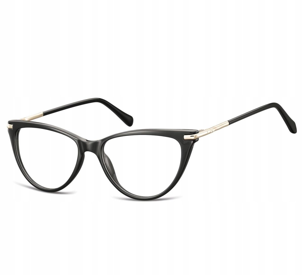 Sunoptic Okulary zerówki korekcyjne Kocie Oczy damskie AC1 czarno-złote