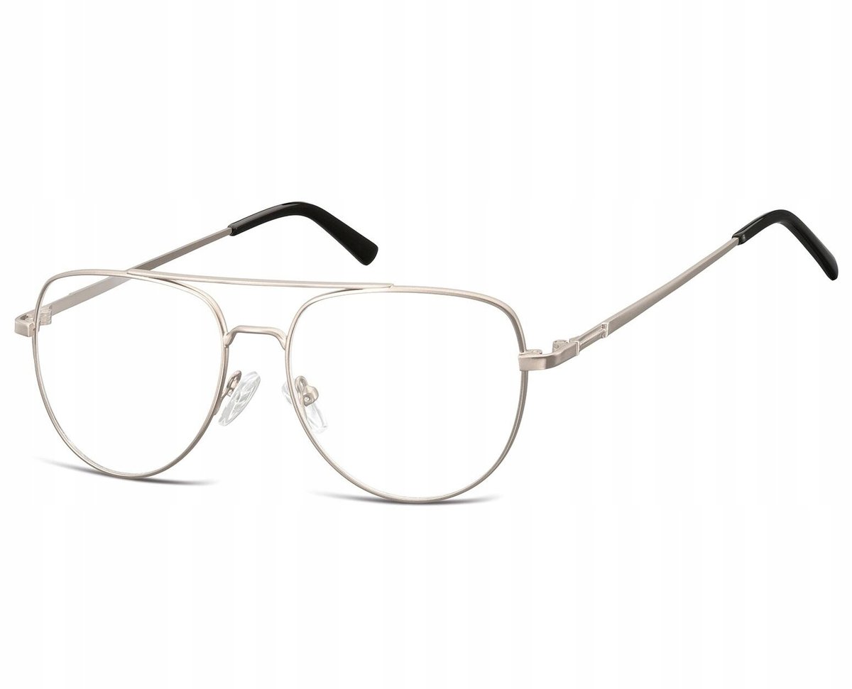 Sunoptic Okulary oprawki korekcyjne pilotki zerówki 889E srebrne