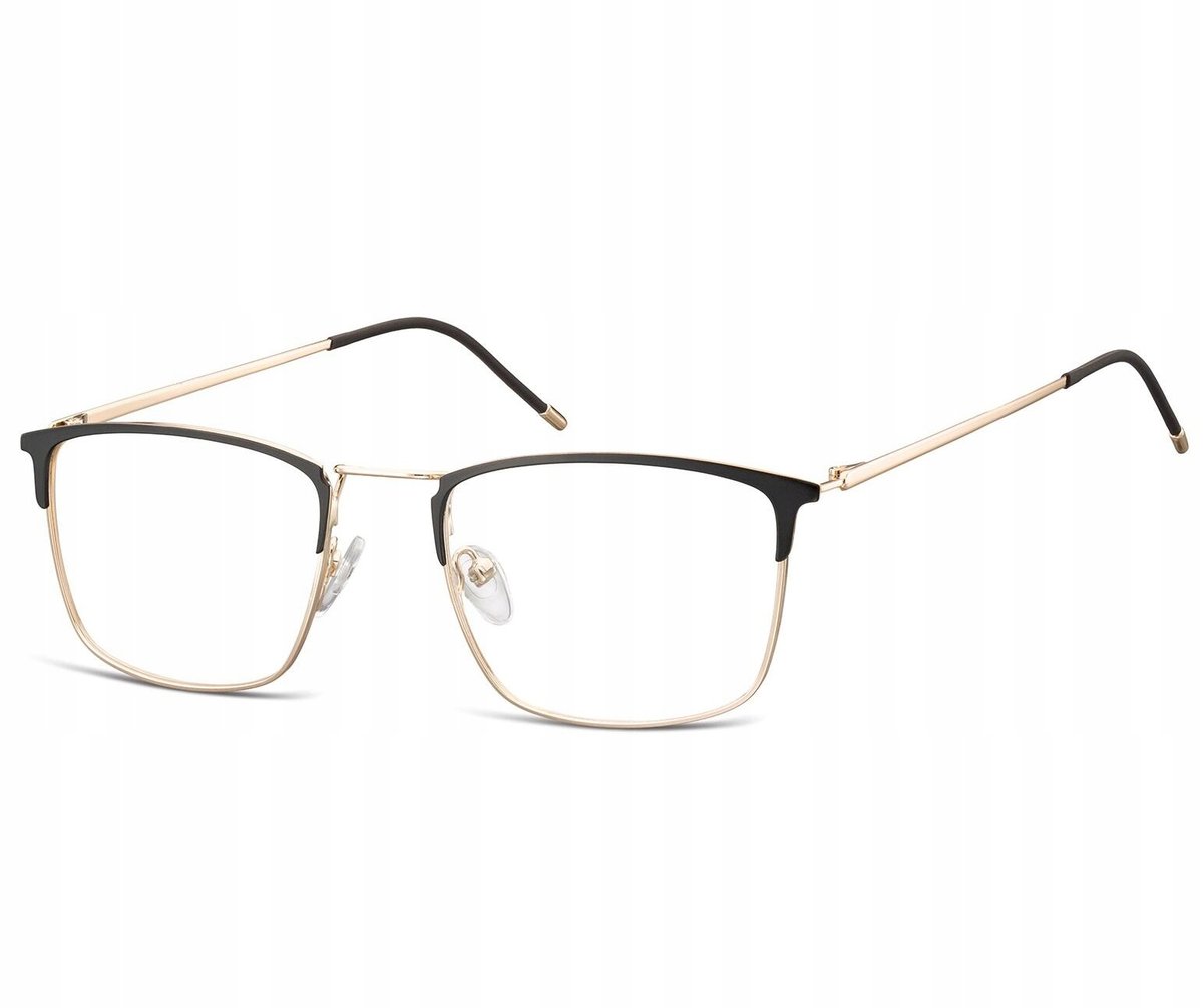 Sunoptic Oprawki korekcyjne zerówki okulary męskie prostokątne 893 złoty + czarny