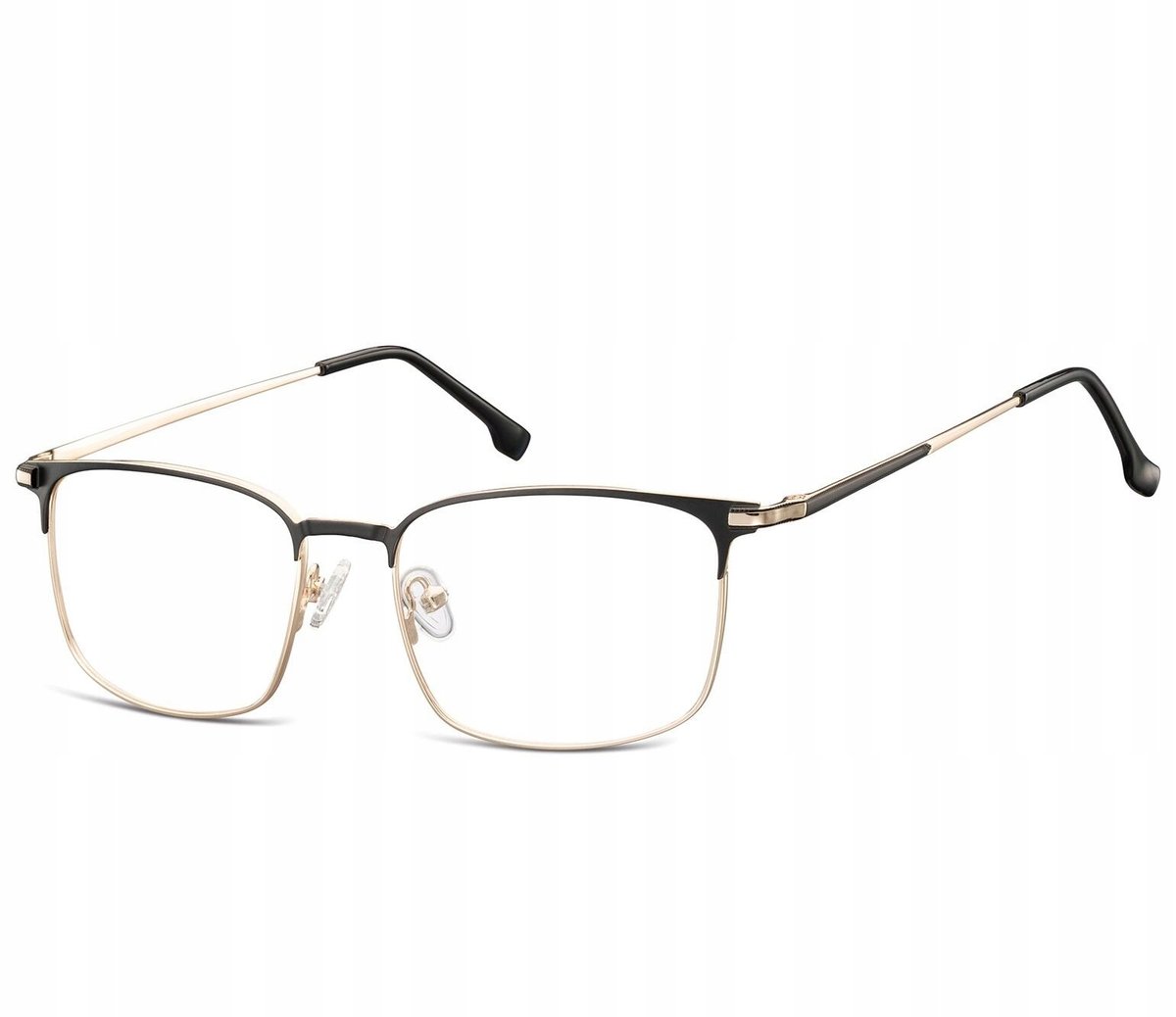 Sunoptic Oprawki korekcyjne zerówki okulary męskie prostokątne 894 złoty + czarny