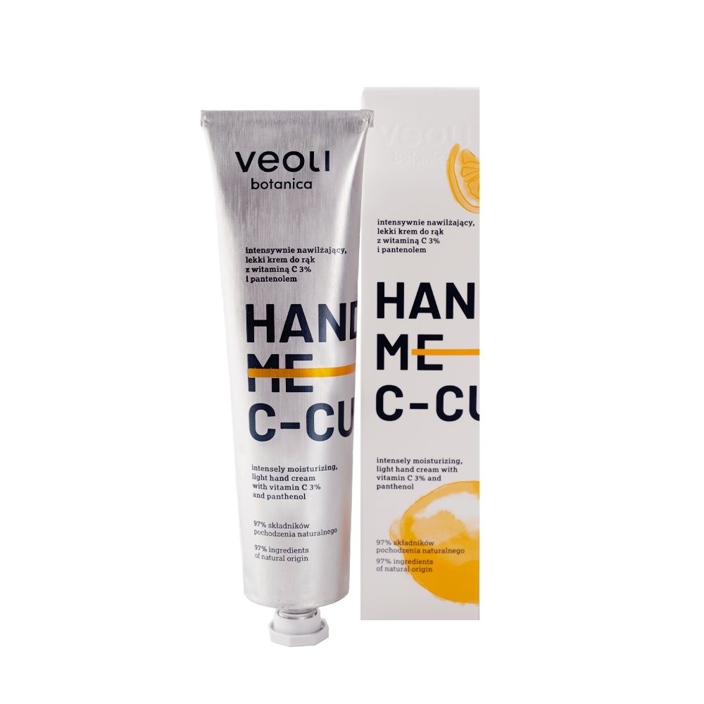 Veoli Botanica Hand Me C-Cure, Intensywnie nawilżający lekki krem do rąk z witaminą C 3% i pantenolem, 75 ml