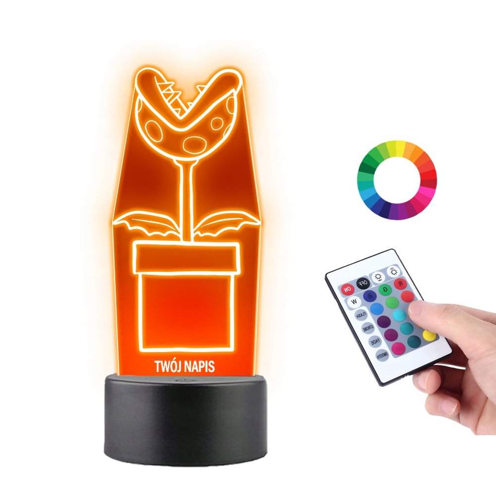 Lampka na Biurko Statuetka 3D Mario Kwiat Piranii