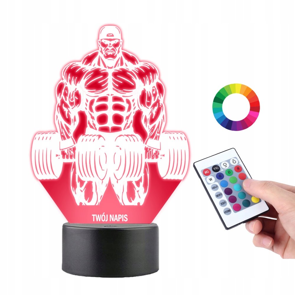 Lampka na Biurko Statuetka 3D Strongman Ciężary