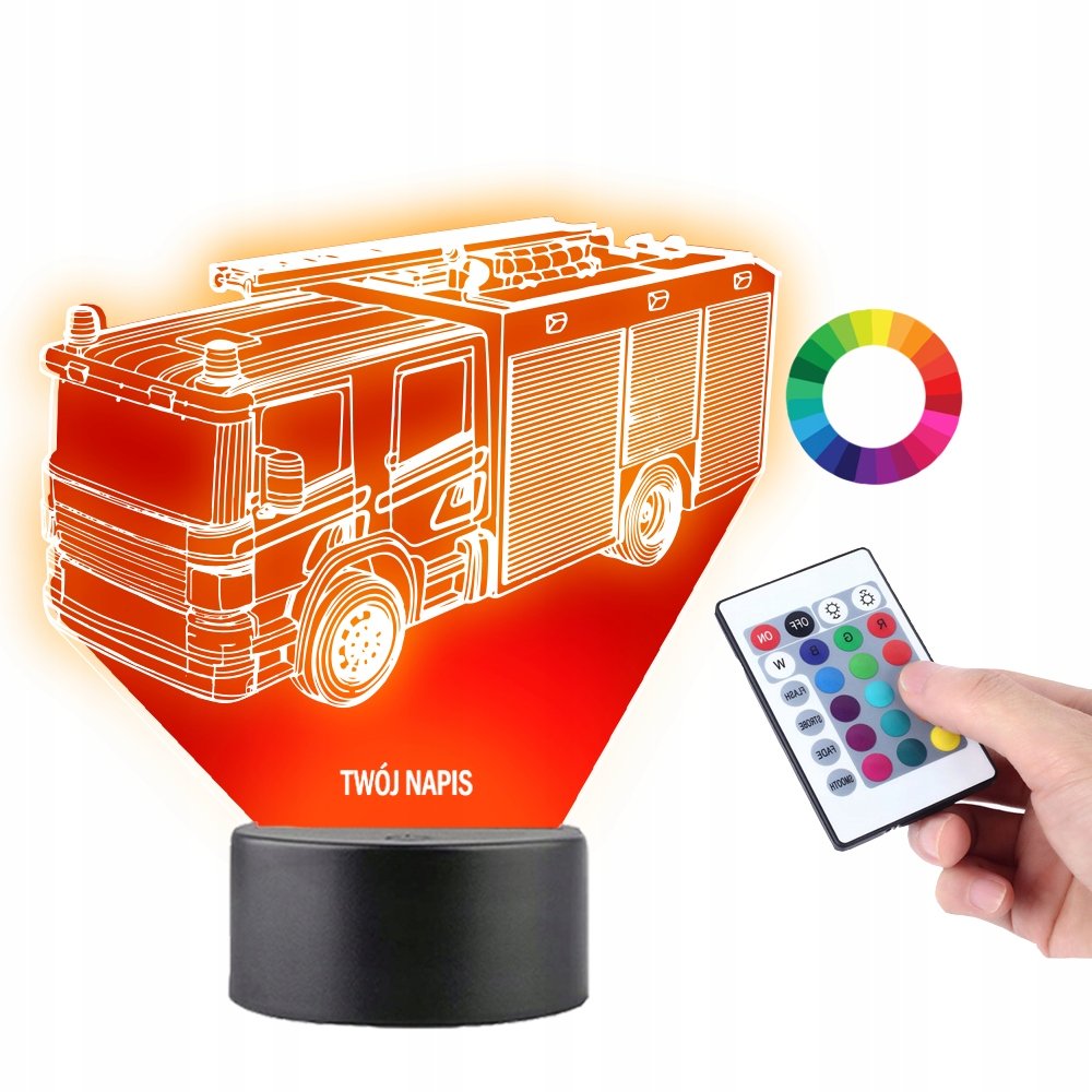 Lampka na Biurko Statuetka 3D Wóz Strażacki Straż