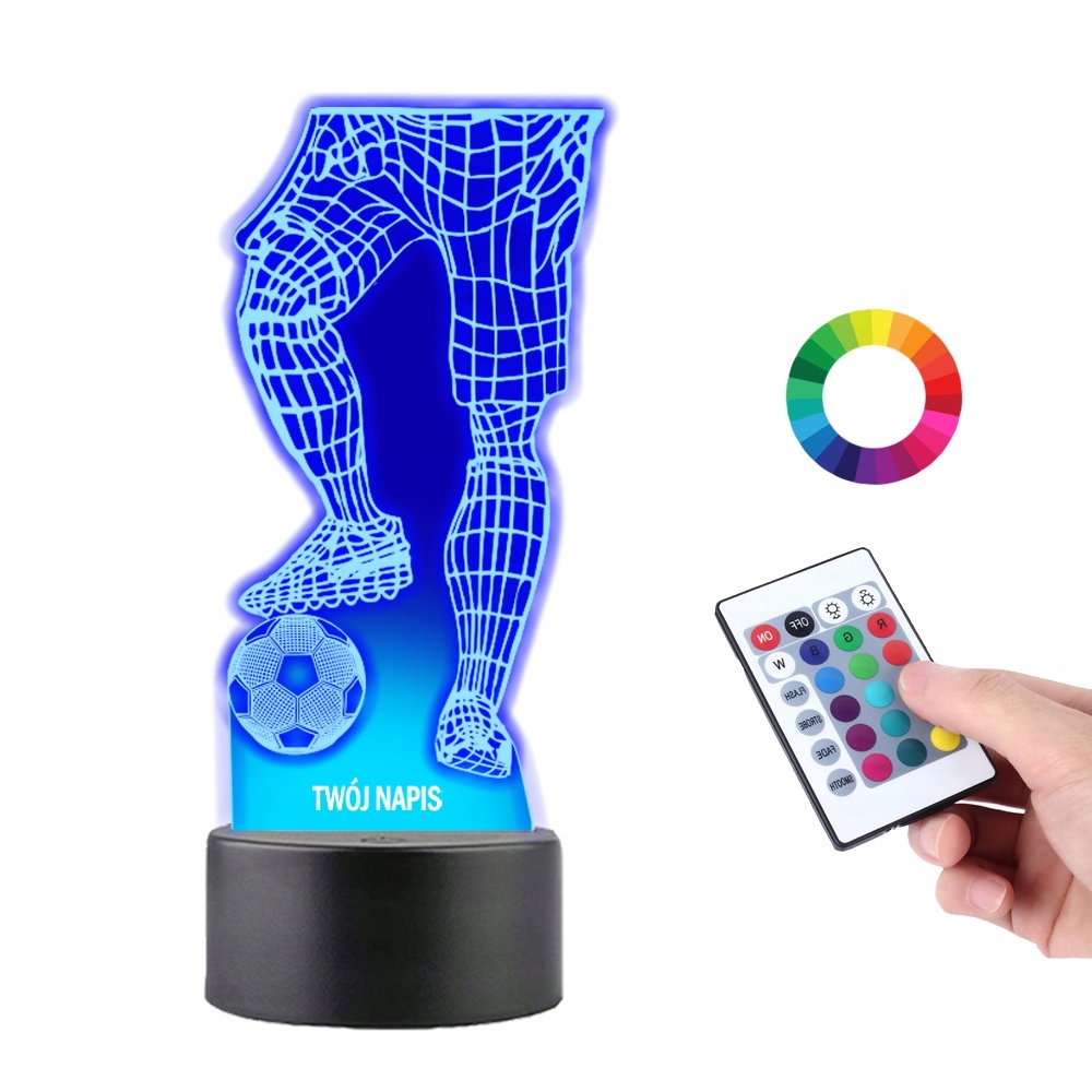 Lampka na Biurko Statuetka 3D Piłkarz Piłka Noga