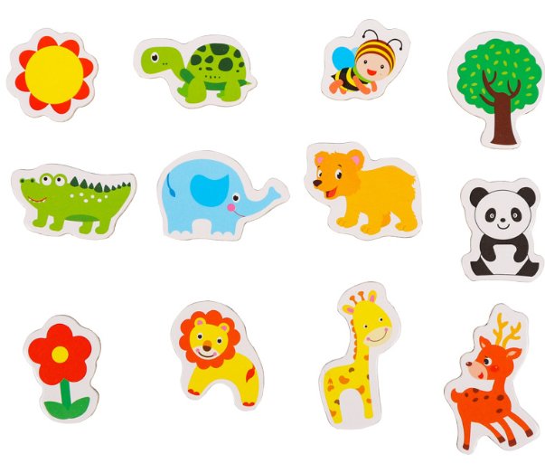 Magnesy na lodówkę zwierzęta kwiat dla dzieci x12