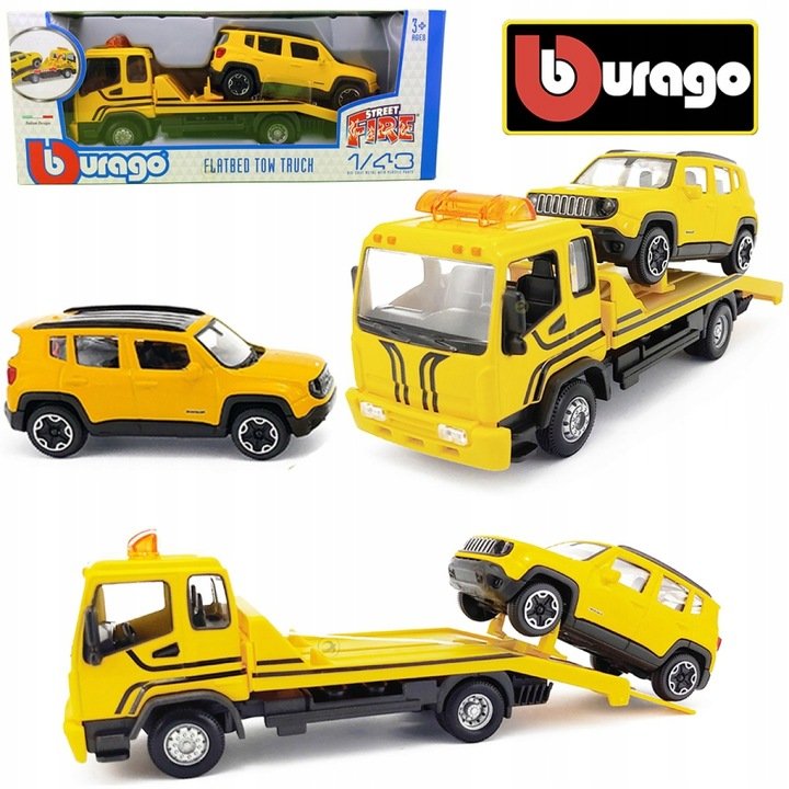 BBURAGO Laweta z autem JEEP wciągarka 1:43 3082