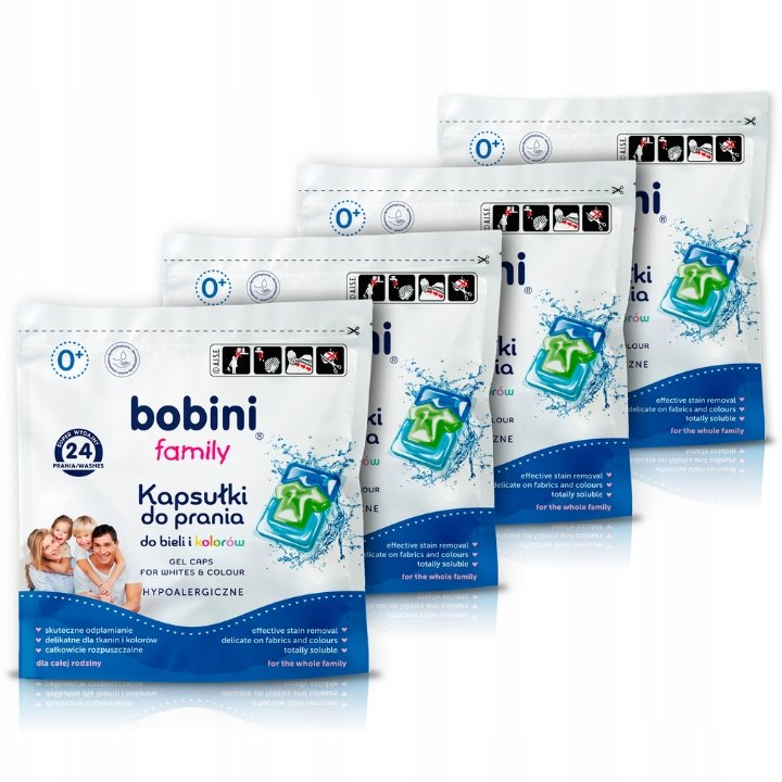 Bobini Family Kapsułki do Prania Białe Kolor 4x24 szt.
