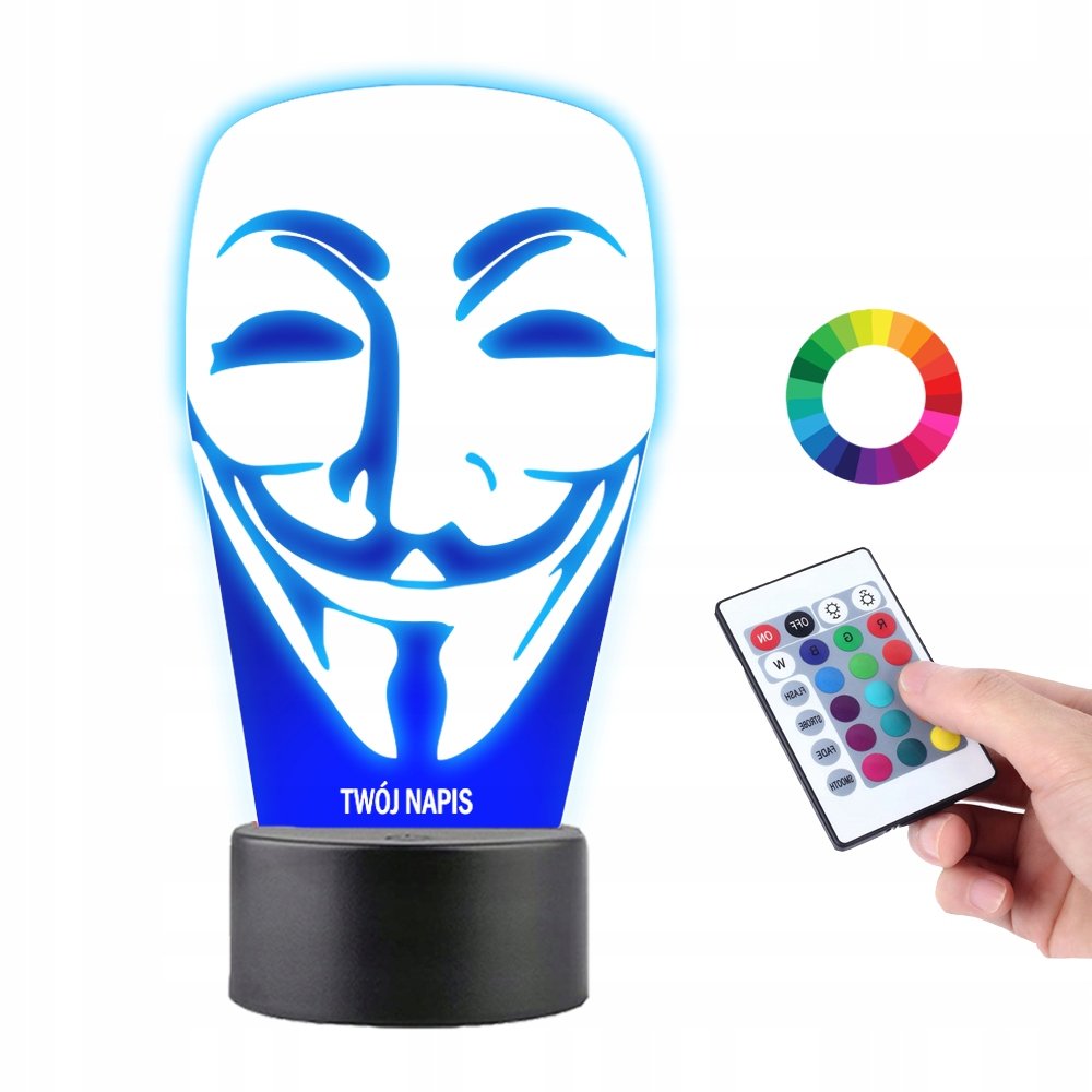 Lampka na Biurko Statuetka Led Anonymous Maska