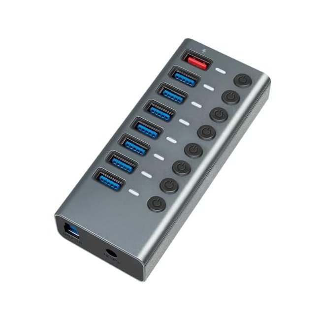 Hub USB 7x 3.0 +1 Aluminiowy rozgałęźnik portów