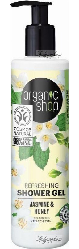 ORGANIC SHOP - REFRESHING SHOWER GEL - Odświeżający żel pod prysznic - Ekstrakt z jaśminu i miód - 280 ml