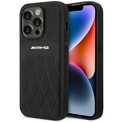 Фото - Чохол Mercedes-Benz Etui Mercedes AMG AMHCP13MOSDBK do iPhone 13 6.1\", czarne, czarne, twarde, skórzane zakrzywione linie 