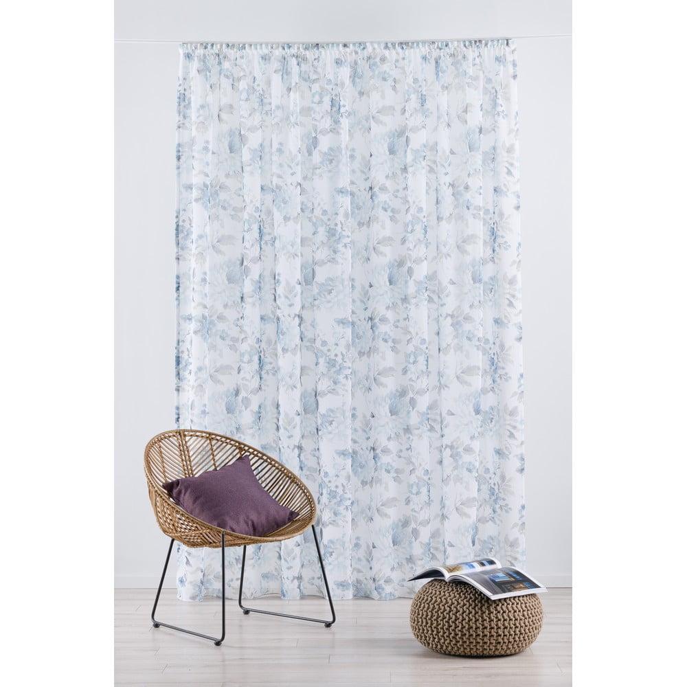 Biała/niebieska firanka 300x260 cm Elsa – Mendola Fabrics