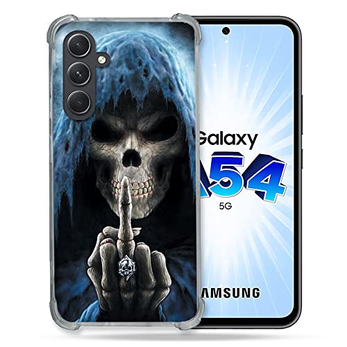 Cokitec wzmocnione szkło hartowane obudowa dla Samsung Galaxy A54 5G czaszka palec