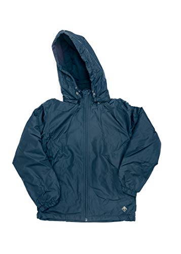 GO&WIN Alphadventure - Płaszcz przeciwdeszczowy dla dzieci z podszewką z polaru i kapturem dla szkoły I Color Denim, Redish, Granatowy i królewski| | Rozmiary od 6 do 14 lat Pinto