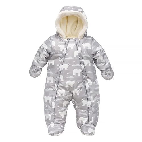 Pinokio Kombinezon zimowy, 100% poliester, szary niedźwiedź polarny, unisex, rozmiar 56-80 (56)