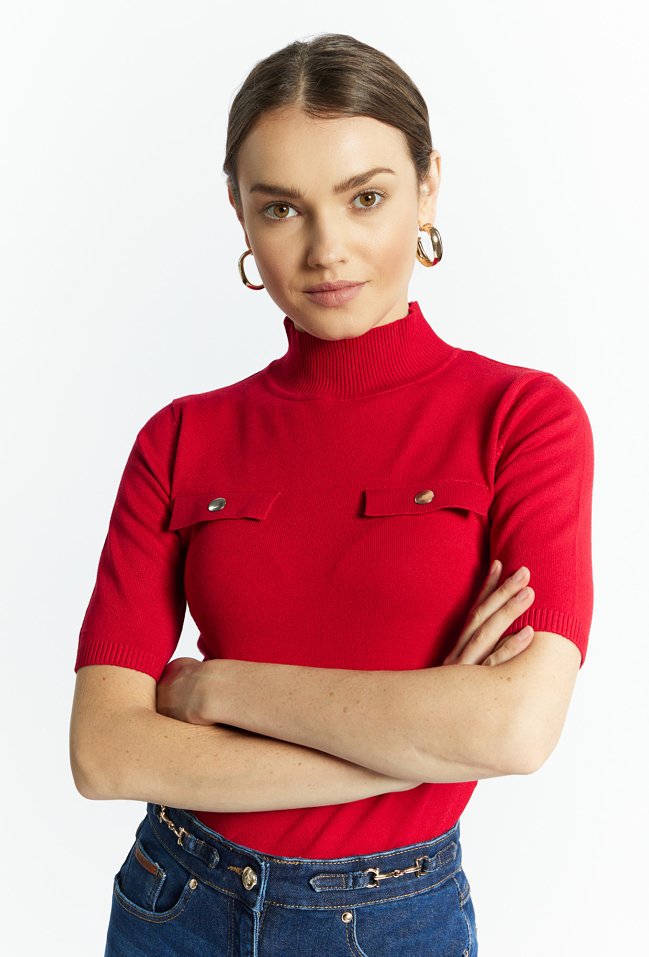 Sweter damski z krótkim rękawem - Monnari