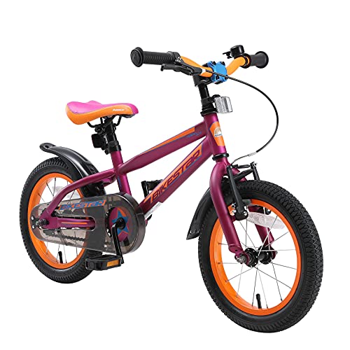 BIKESTAR Rower dziecięcy 14 cali dla dziewczynek i chłopców od 4 lat | rower dziecięcy Urban Jungle | Rower dla dzieci, Berry & Orange
