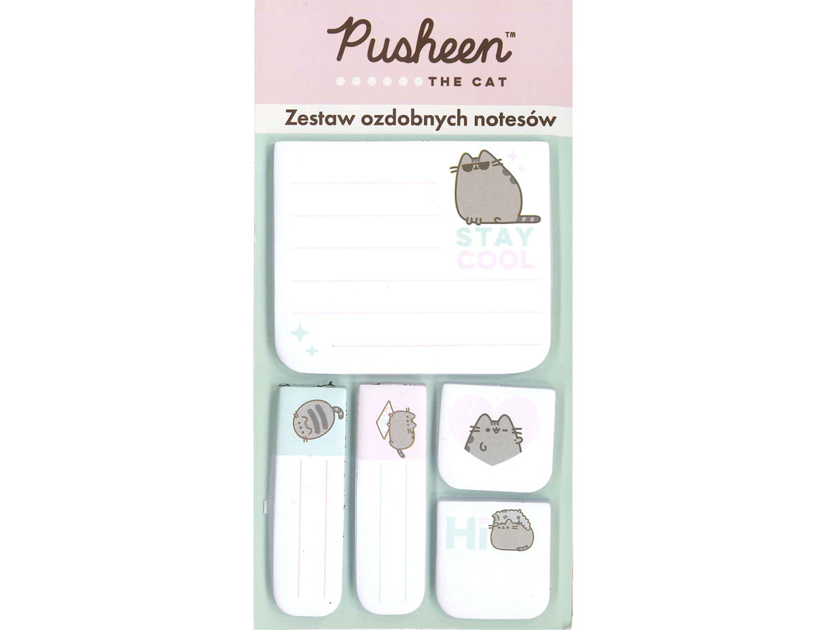 Zestaw ozdobnych notesów Pusheen The Cat 30k 77g, 5 sztuk, 7 x 14 cm Pusheen