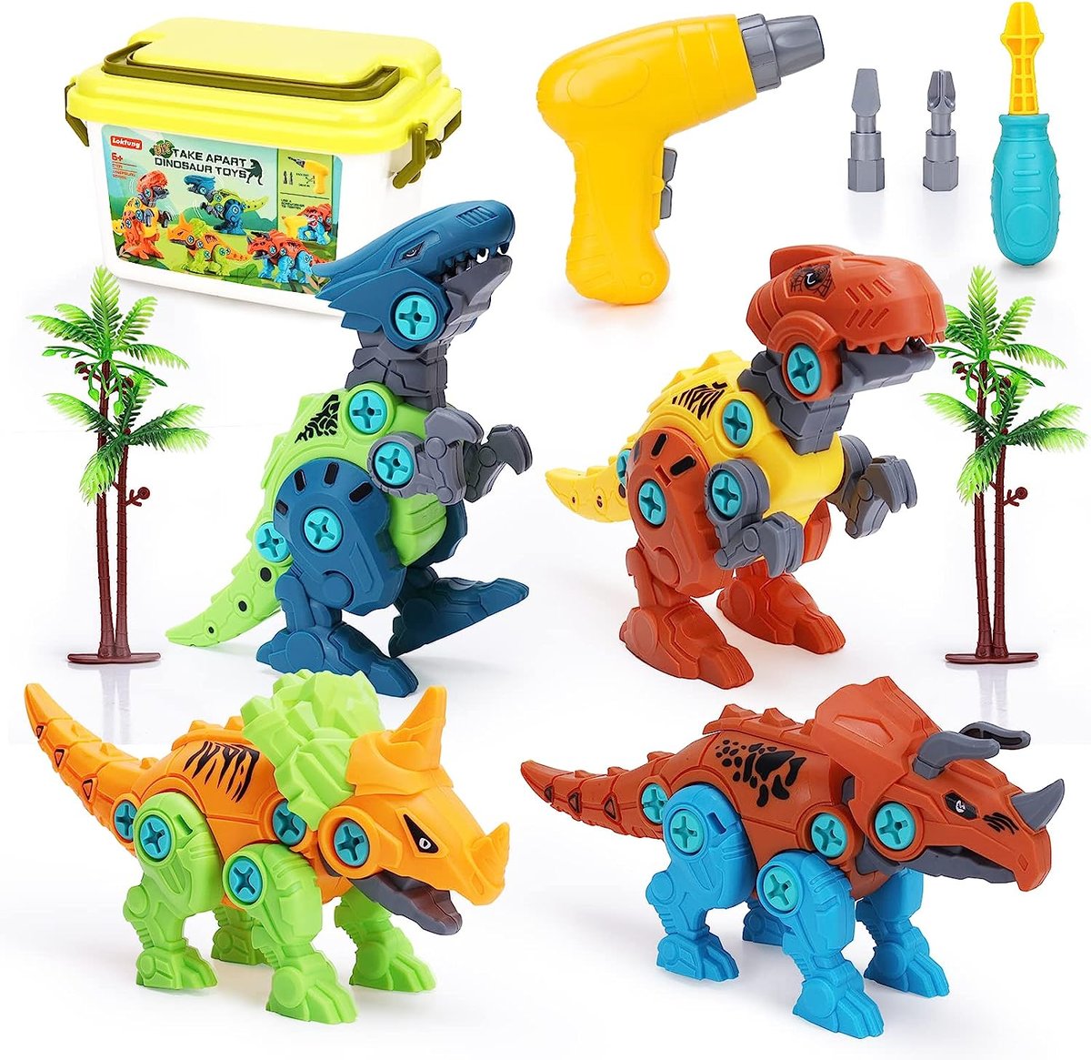 Zestaw konstrukcyjny Dinozaury do skręcania i rozkręcania, wkrętarka, śrubokręt, klocki