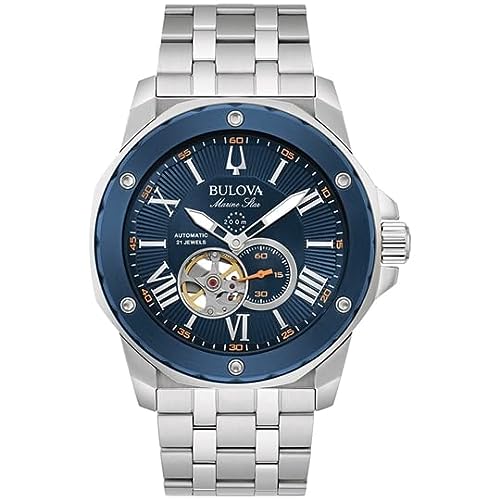 Bulova Męski zegarek analogowy automatyczny z paskiem ze stali nierdzewnej 98A302, Srebrny