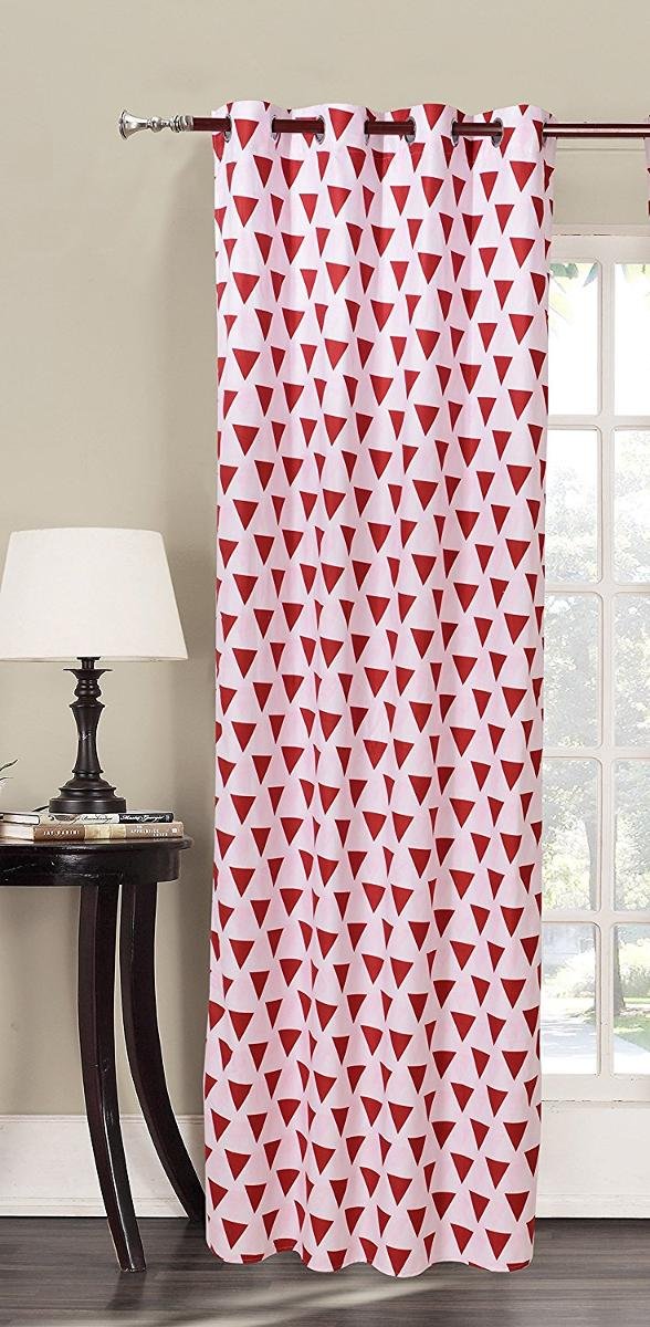 DecoKing Zasłony Hypnosis - Triangles - Biało-Czerwony 140x245 cm