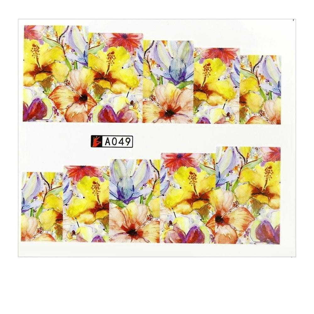 Allepaznokcie Naklejki wodne do paznokci arkusz 6,5 x 5,5 cm na 10 palców a Nr 049