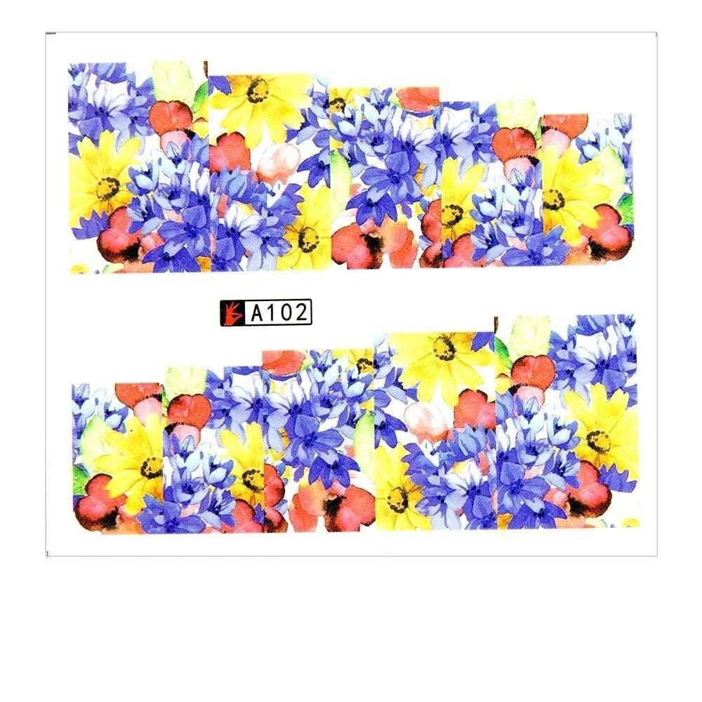 Allepaznokcie Naklejki wodne do paznokci arkusz 6,5 x 5,5 cm na 10 palców aNr 102