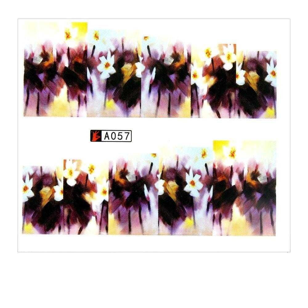 Allepaznokcie Naklejki wodne do paznokci arkusz 6,5 x 5,5 cm na 10 palców a Nr 057