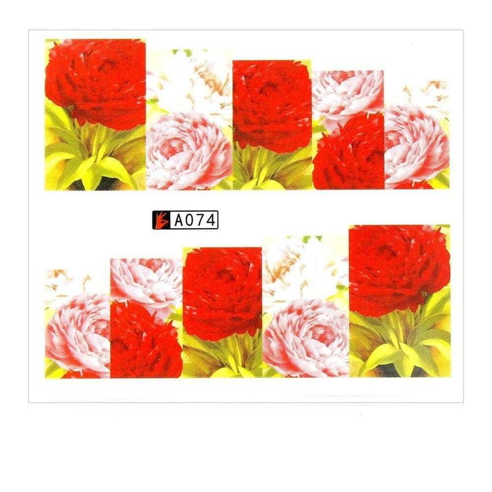Allepaznokcie Naklejki wodne do paznokci arkusz 6,5 x 5,5 cm na 10 palców a Nr 074